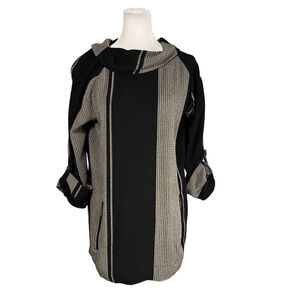 Soft Surroundings Huxley Pullover Black Gray Cowl Neck Petite Small NWT